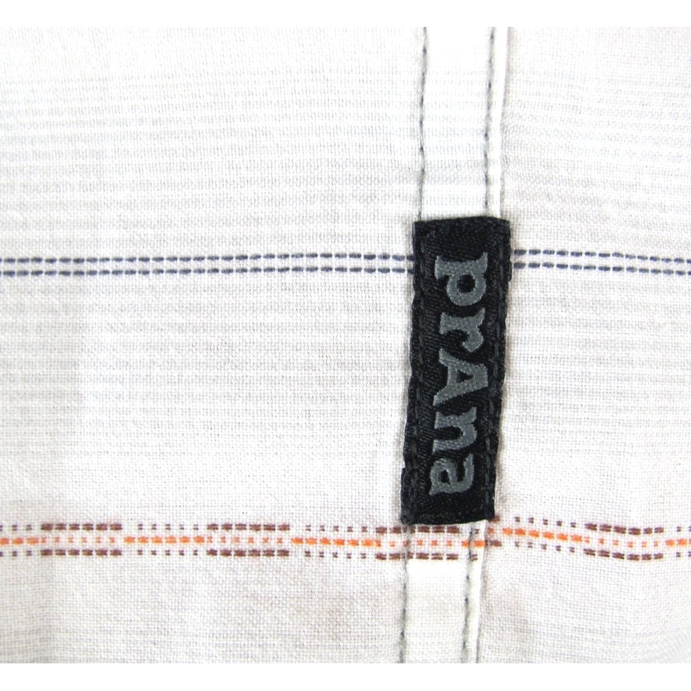 Prana Casual Short Sleeve Button Up Striped Shirt Men's XL Cotton‎ Blend - Picture 6 of 9